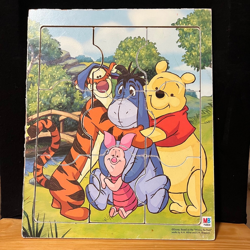 Disney Winnie the Pooh Tigger Eeyore Piglet 9 PC Wooden Puzzle Milton Bradley